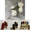 Realistic Faux Rose Flower Six Stem Silk Plant Home Office Decor Gift Idea