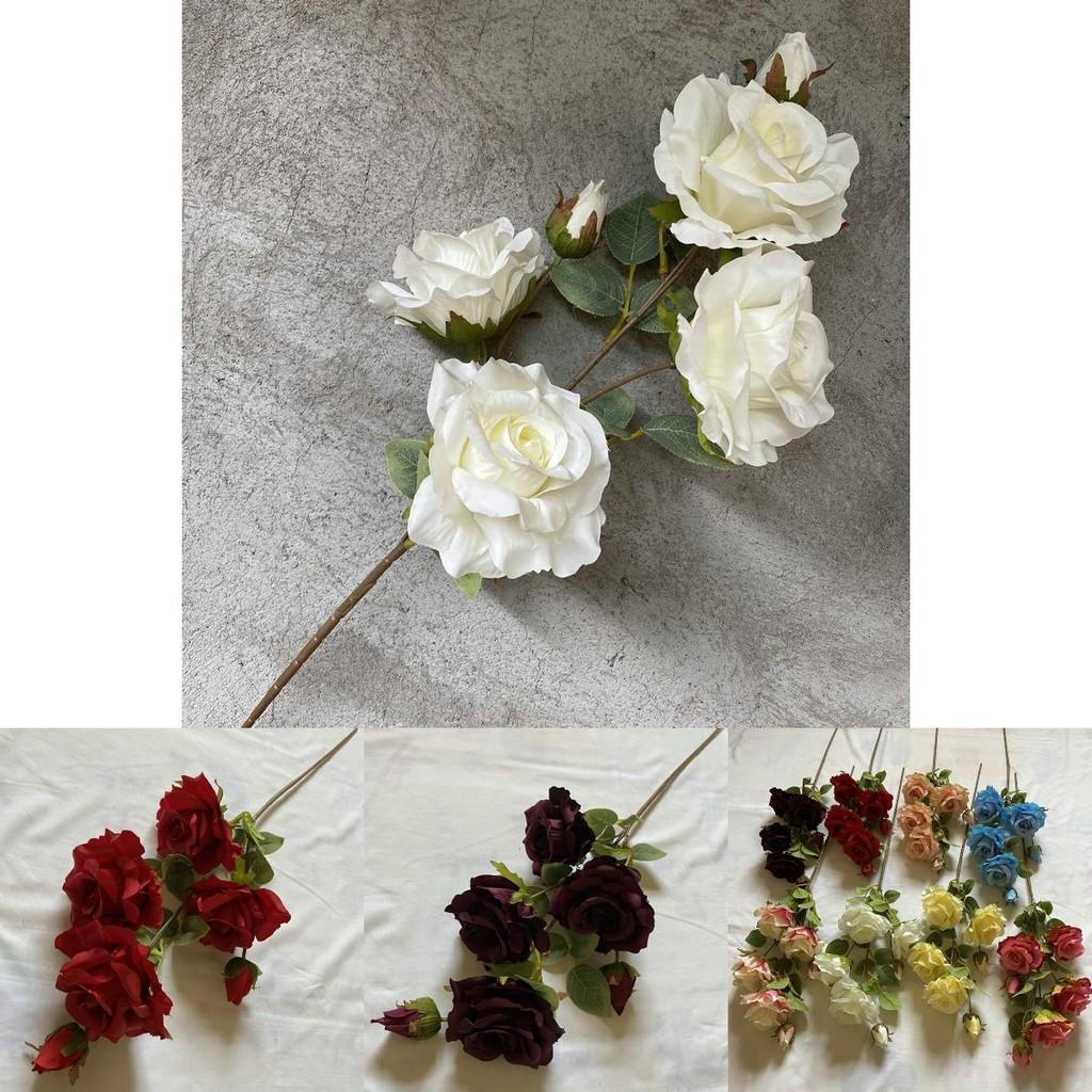 Realistic Faux Rose Flower Six Stem Silk Plant Home Office Decor Gift Idea