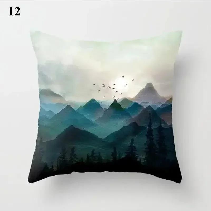 Luxury Home Decor Pillow Cover Living Room Sofa Cushion Cover Mountain Forest Pattern Cushion Cover