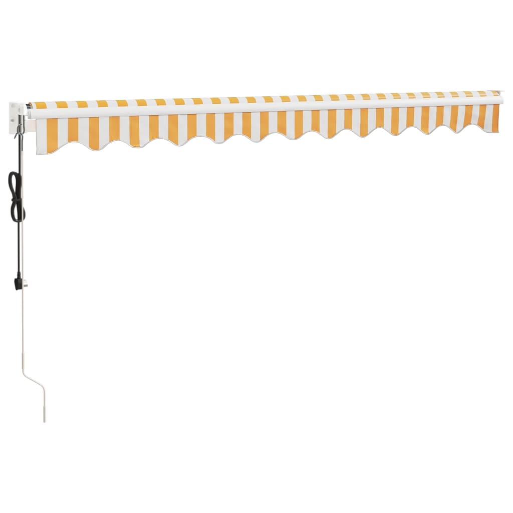 Electric Awning with Crank Yellow and White 3.5 x 2.5 m