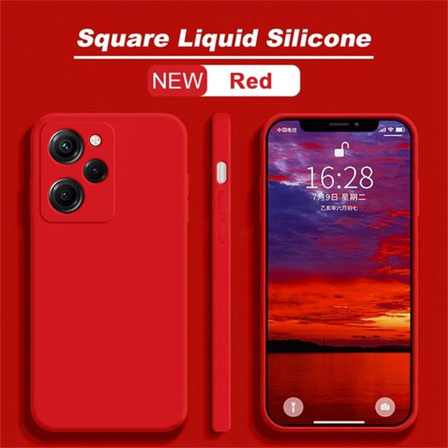 Puzdro Poco X5 Pro Štvorcové Tekutý Silikón Ochrana Objektívu Fotoaparátu Mäkký Kryt Pre Xiaomi Poco X5Pro Puzdrá na Telefón