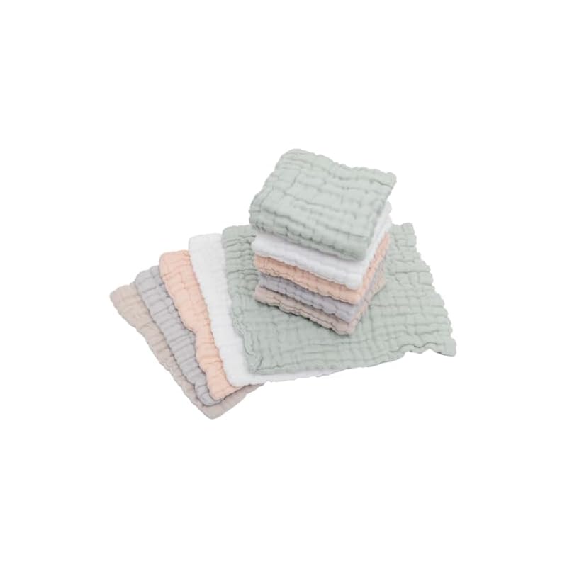 (Keratta) Ibul Gauze Handkerchiefs for Babies, Fluffy, 6-Layer Gauze, Muted Colors, Set of 10, Bathing Cloth, Baby (Pink, Gray, Green, Beige, White)