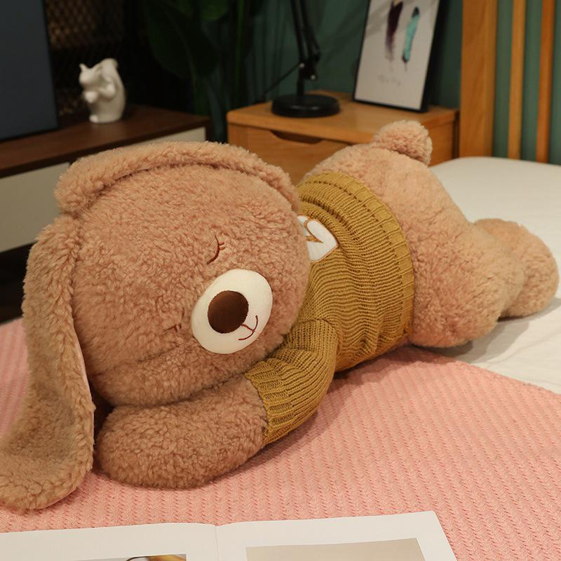 Large Cute Rabbit Hugging Plush Toy for Girl's Bed - Sleeping Pillow & Sweater Doll