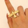 1pc New Minimalist 18K Gold Color Plated Angel Wings Peace Dove Wings Open Rings Trendy Waterproof Stainless Steel Jewelry