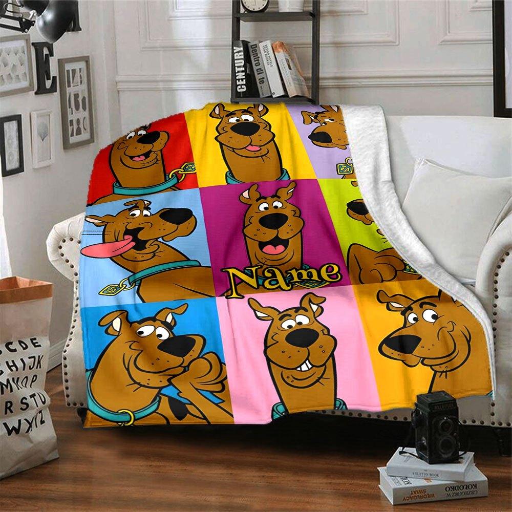 Scooby Doo Pop Art Grid Cozy Customizable Blanket Customize Text Ultra Soft Perfect For Sofa Couch Office Bed Picnics For All Occasions Playful Design