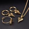 100% Stainless Steel Heart Jewelry Set For Women Accessories Cute Girl Supplies Love Earrings/Rings/Necklace Fashion Party Gift