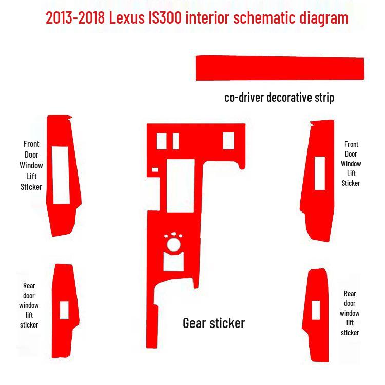 Lexus IS300/250 (13-18) Interior Modification Sticker Set - Center Console, Gear Shift, and Window Lift.