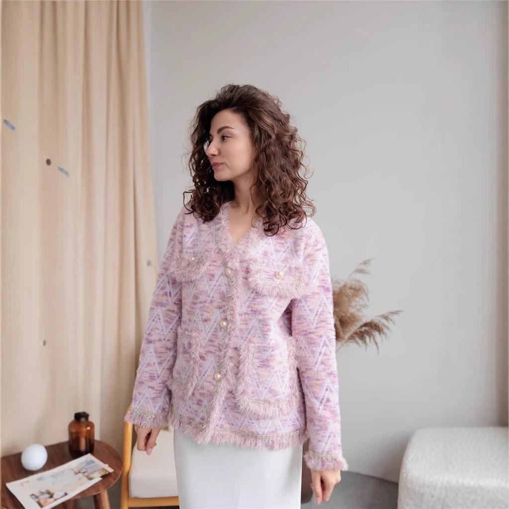 Women's Autumn and Winter Temperament Commuter V-neck Cardigan Sweater