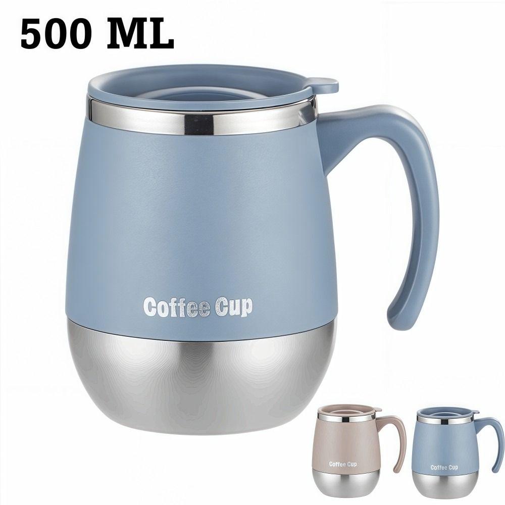 500ML Coffee Cup with Lid Water Cup Portable Thermal Cup  Heat Insulation