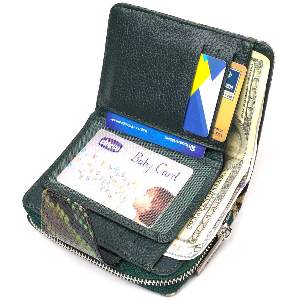 Women's Textured Vertical Purse with a Zipper Coin Holder Made of Genuine Leather with Snake Embossing CANPELLINI 21732 Multicolored