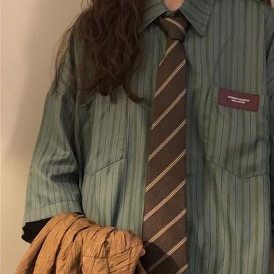 Randig Skjorta Herr Sommar Casual Student Lös Nischdesign Rolig Ny Herr Topp För Ytterkläder