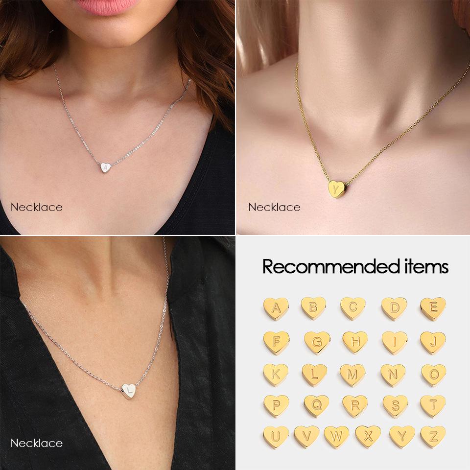 Chihang Sieraden Roestvrij Staal Hartvormige Letter Bedels voor DIY Armbanden & Kettingen - 26 Alfabet Hangers