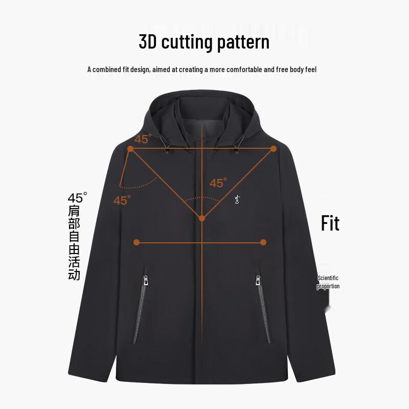 Herren Frühling Winddichte Jacke mit abnehmbarer Kapuze