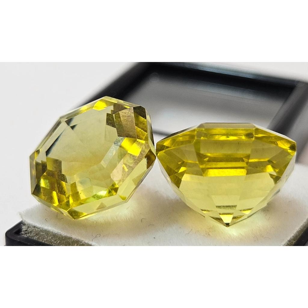 Yellow Sapphire Earring Making Natural 21-22 Ct Hexagon Cut Pair Gemstone