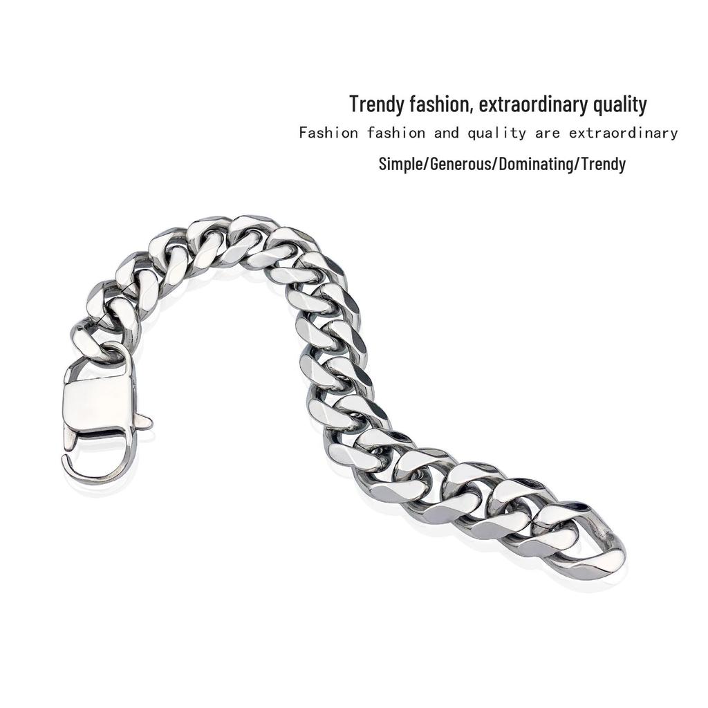 2022 Men's European & American Titanium Steel Frosted Cuban Chain Necklace with Hexagonal Flat Buckle