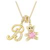 Luxurious Teddy Bear Pendant Necklace with Diamond Inlaid 26 English Letters Charm - European and American Fashion Style