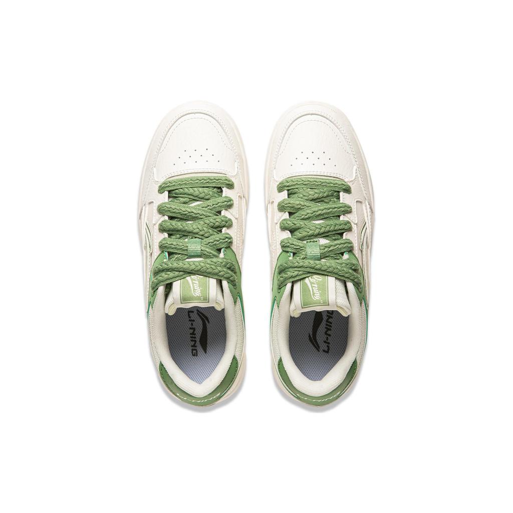 Li Ning Tianji Slip Resistant, Abrasion Resistant, Lightweight, Breathable Low top Skateboard Shoes Women's White Green AGCU096-1