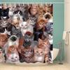 Cartoon Animals Cat Bird Giraffe Shower Curtains Bathroom Curtains Waterproof Polyester Bath Screen Curtain with 12 Hooks