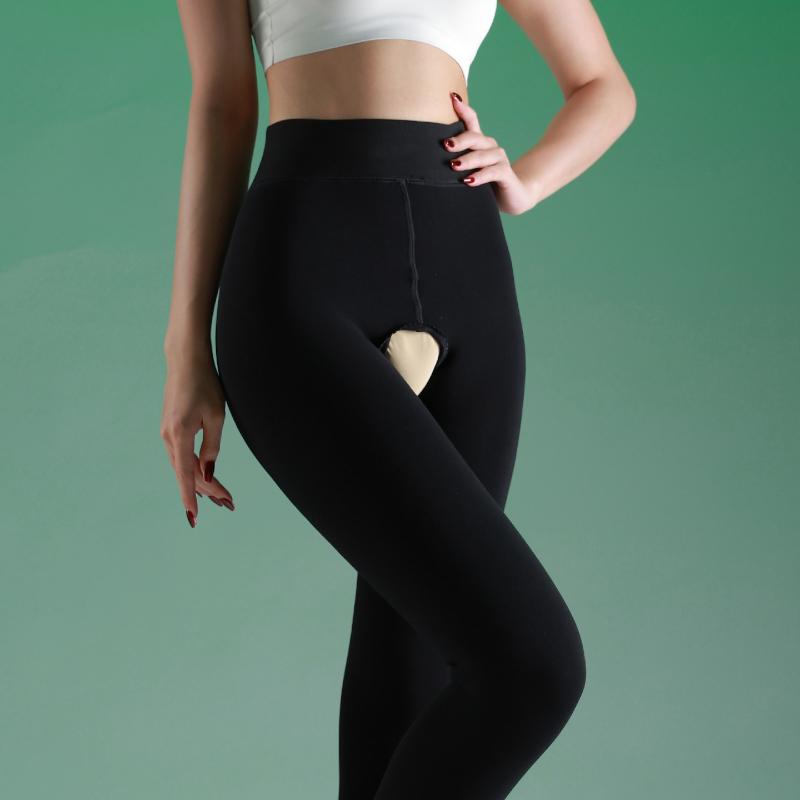 Damen Leggings Strumpfhose Herbst Winter Samt Offener Schritt Lange Socken Strumpfhosen Elastisch Sexy Glänzend Warm Thermounterwäsche