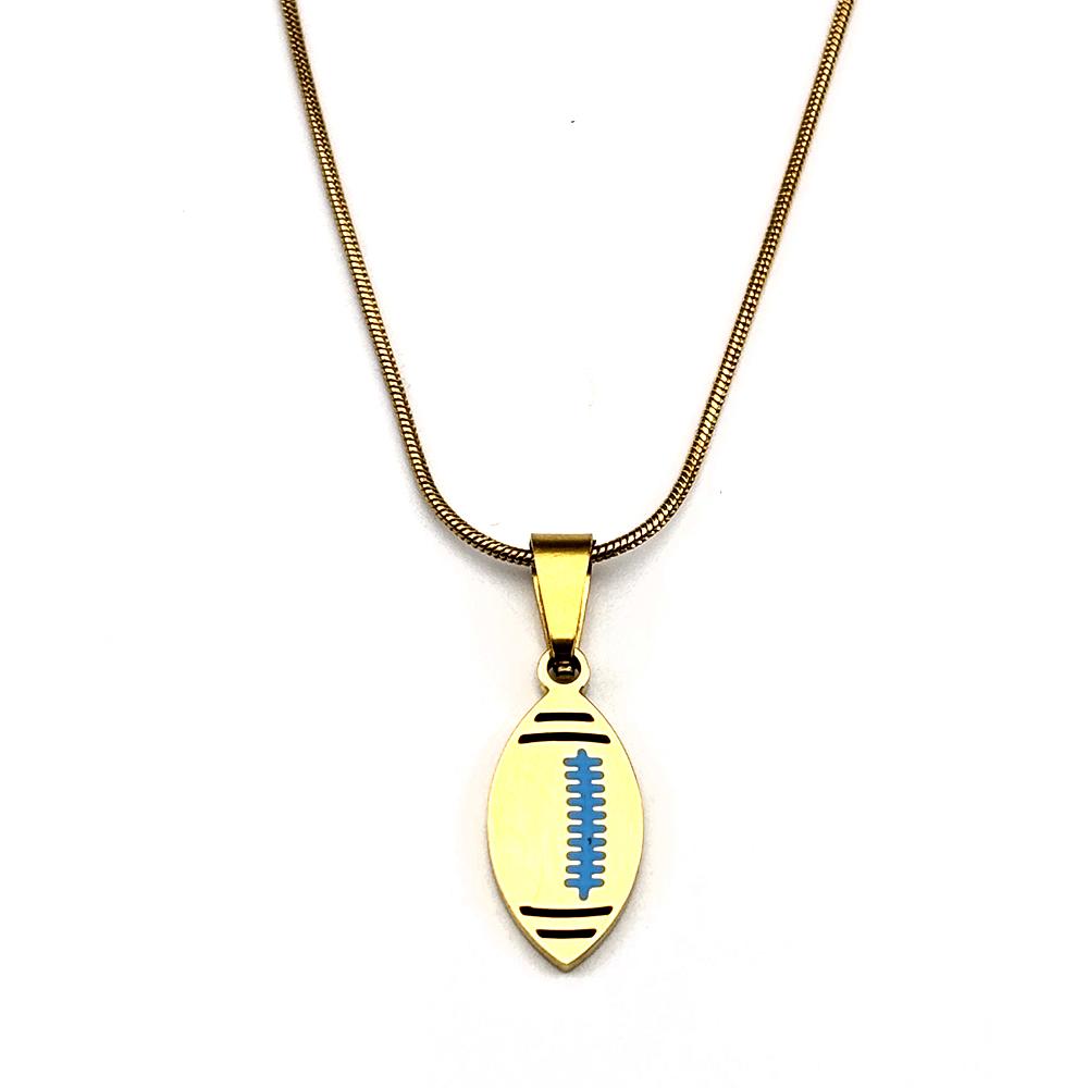 American Football Rugby Pendant Necklace For Women Men Stainless Steel Enamel Gold Color Sports Style Jewelry Accessory