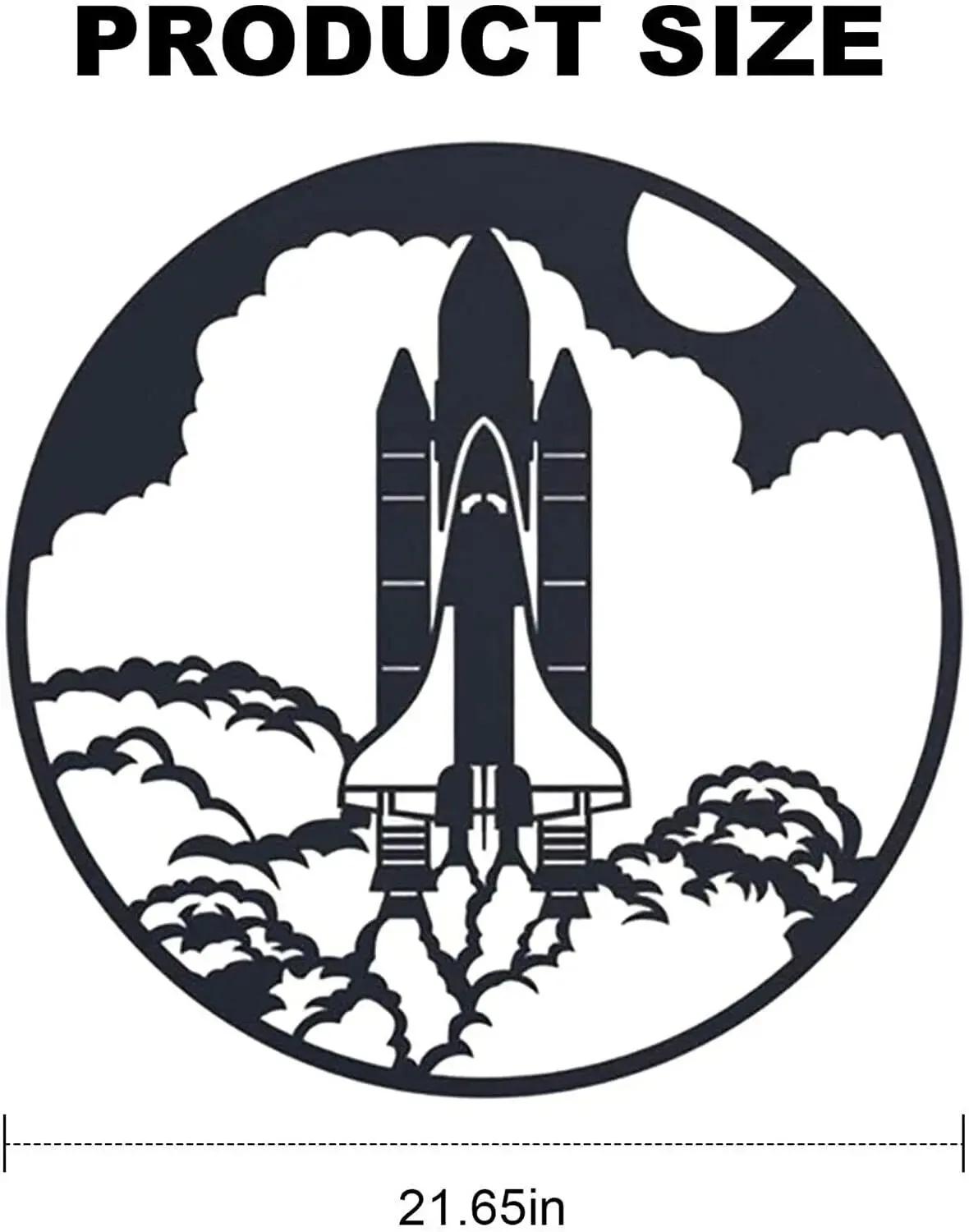 

Space Rocket Metal Wall Art Round Rocket Silhouette Sculpture New Iron Art for Living Room/Home Decoration and Modern Wall Decor чёрный