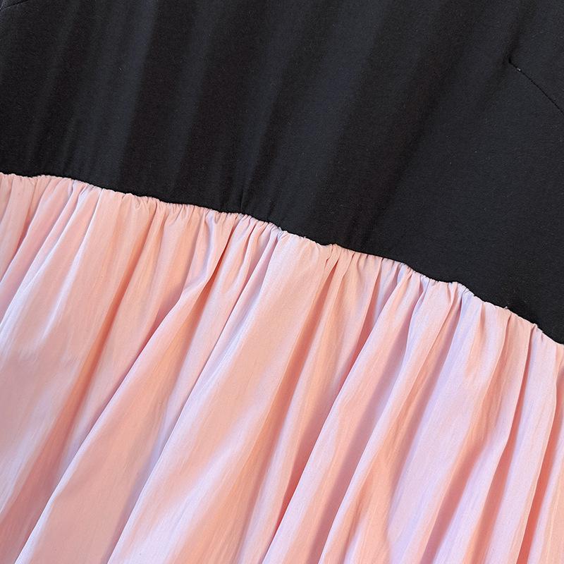 Plus-size Women's Simple Style Fake Two-piece Patchwork Dress Summer New Casual Mid-length Dress