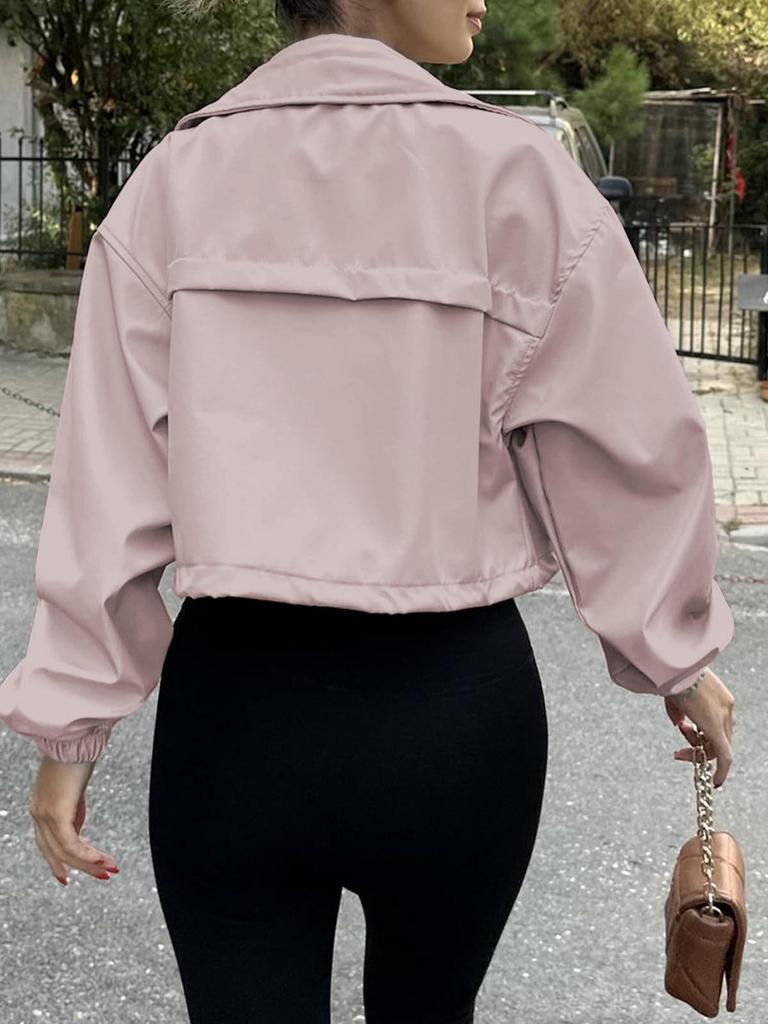 2025 Women's Autumn Solid Color Short Zipper Trench Coat