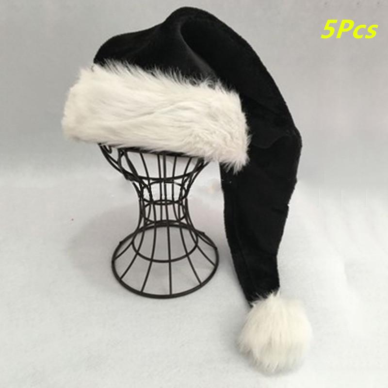 Christmas Santa Hat Black Long Plush Xmas Holiday Hat Christmas Decorations New Year Festive Party Supplies For Adults And Kids
