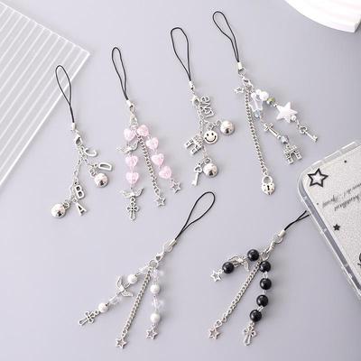 Handmade Beaded Cross Pendant Keychain Phone Case Chain - Exquisite Gift Ornament