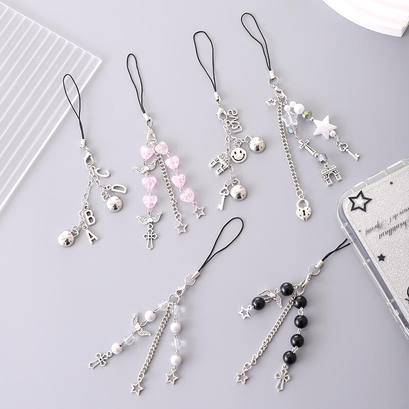 Handmade Beaded Cross Pendant Keychain Phone Case Chain - Exquisite Gift Ornament