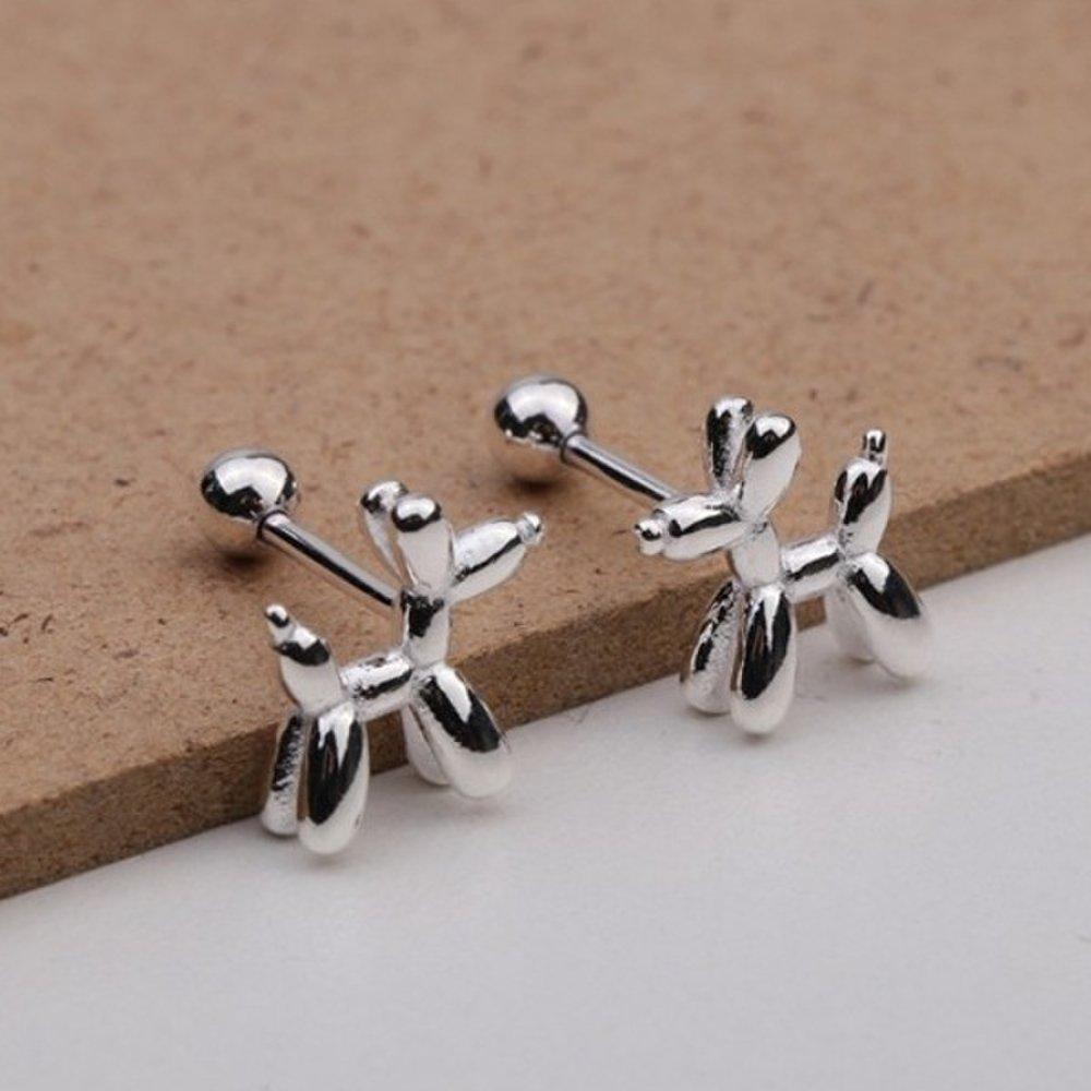 [Aslit] Silver Piercing Earrings 925 Silver Balloon Puppy Fashion