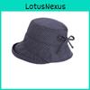 Summer Japanese Checkered Fisherman Hat With Sun Protection And Breathable Polyester For Casual Wear
