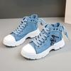 New Canvas High-top Women's Shoes 2025 Spring and Summer Breathable Thick Bottom Heightening Casual Shoes Martin Boots Sneakers