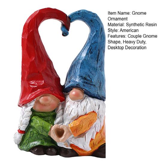 Couple Gnome Ornament Love Heart Kissing Faceless Dwarf Statue Resin Sculpture Home Office Desktop Decoration Ornament