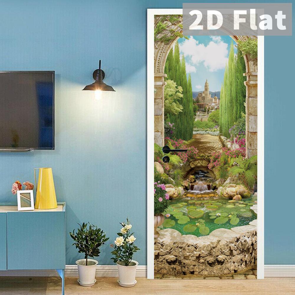 76Style 77/90cm Self-Adhesive Door Stickers Removable Wall Sticker Scenery Wallpaper Stone Stair Murals for Doors Modern Home Decor