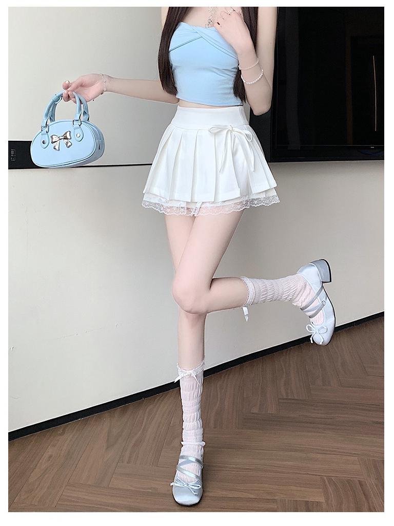 Women's High Waist Black Pleated Mini Skirt - Autumn/Spring