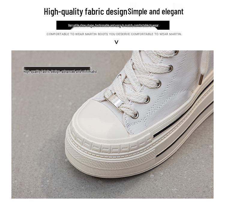 12CM Thick Sole High Heel Canvas Shoes: 2025 Autumn/Winter Hooded Lace-Up Women's Trend
