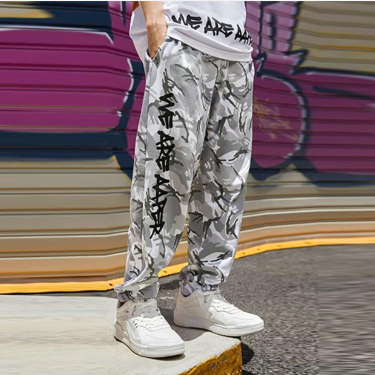 Li Ning X Aape Collaboration Badfive Basketball Series Tactical Theme Ape Head Print Loose Fit Cuffed Knit Sports Pants Men bottoms AKLR729-2