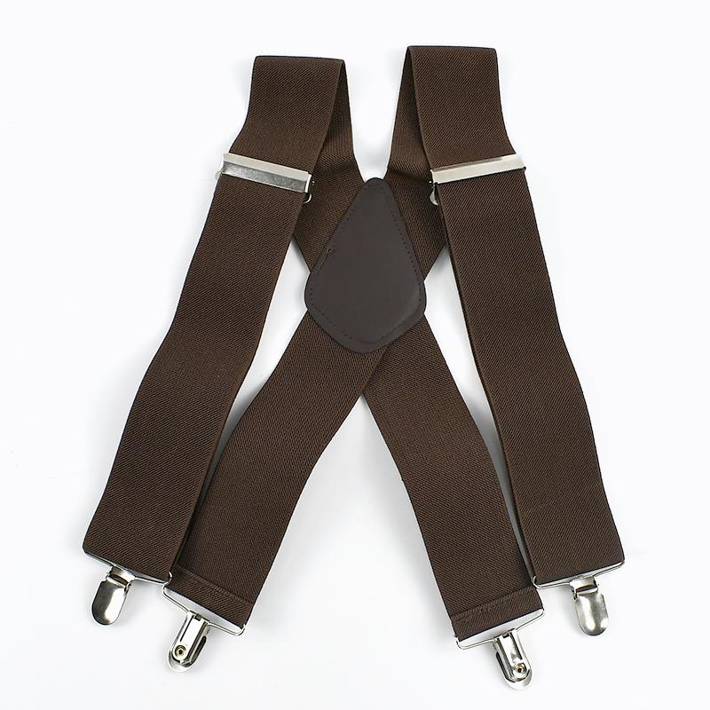 

1Pc Deepeel 5*100cm Fashion Men s Elastic Braces X-shaped Cross 4 Clip Straps Widen Adjustable Casual Suit Trousers Suspenders кофейный