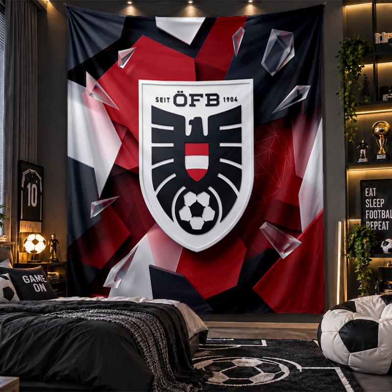 Wall Hanging Tapestry Austria Football Print Cloth for Living Room Bedroom Home Decor