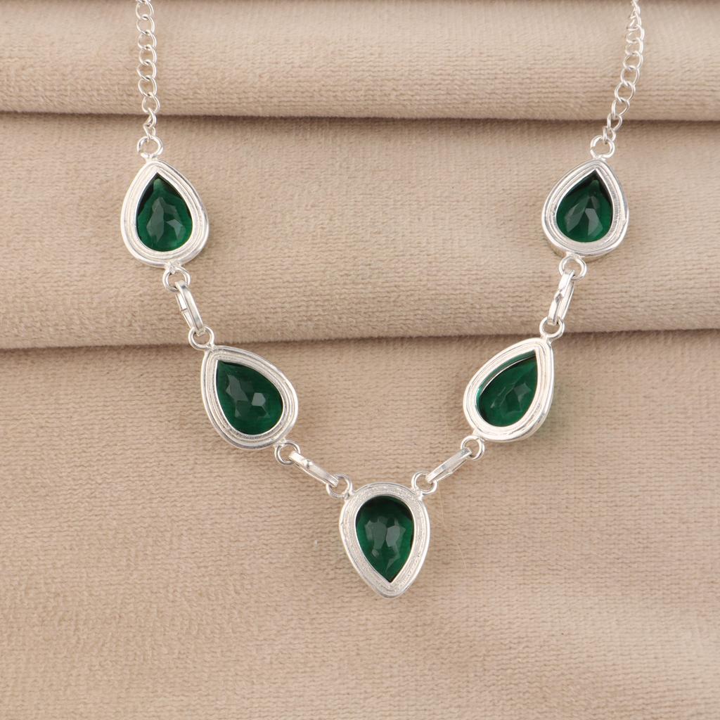 Kromdiopsid Ädelsten Silverhalsband 925 Sterling Handgjort Halsband För Bröllop RN-1-1