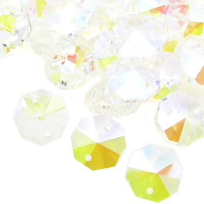 Rainbow Octagonal 2 Holes Crystal Glass Beads Suncatcher Material Octagon Chandelier Parts 10mm To 20mm Size 40 (16mm Pieces)