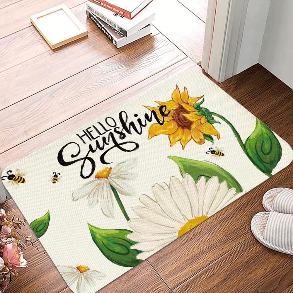 Sonnenblumen Fußmatte Rutschfeste Bodenteppiche Schlafzimmer Küche Badezimmer Türvorleger Polyester Innen Außen Teppiche Heimdeko Teppich
