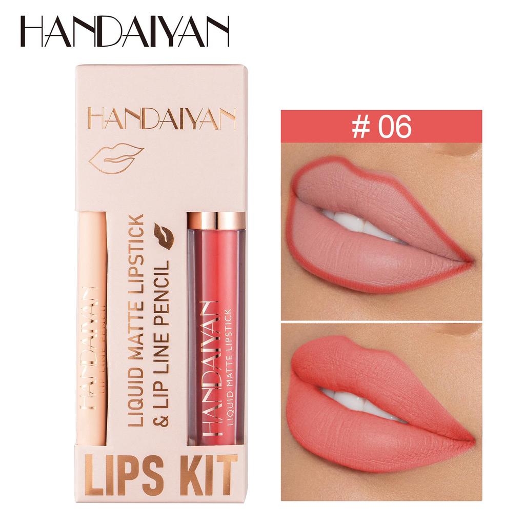 Matte Waterproof Lipstick, Gloss, and Lip Liner Set - Non-stick, Non-fading