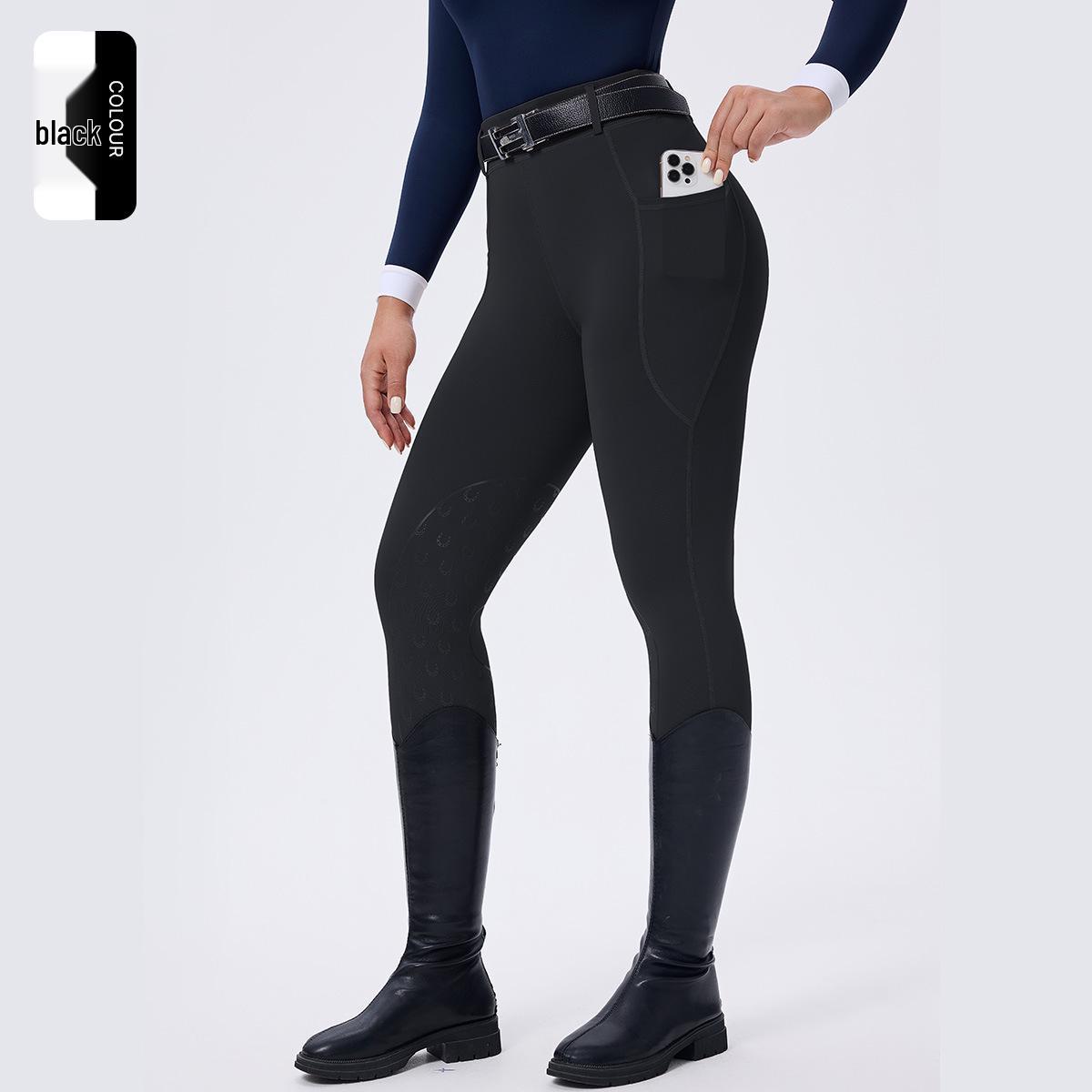 Женские бриджи для конных соревнований с высокой талией - Нескользящие, износостойкие, с карманами XL чёрный