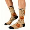 Unisex Mid-Calf Socks Breathable Comfortable Fit Halloween Patterned Socks with Elastic Cuff Suitable for Daily Wear and Seasonal Use
