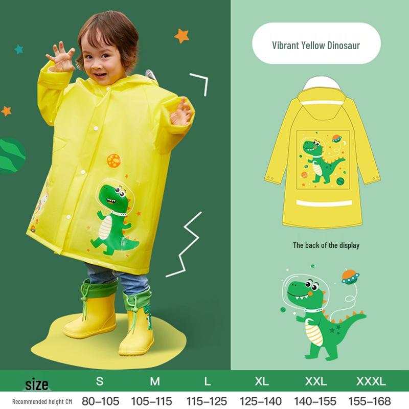 Cartoon Kinder Wasserdichtes Poncho mit Rucksackplatz - Verdickter Ganzkörper-Regenmantel für Grundschuljungen & -mädchen