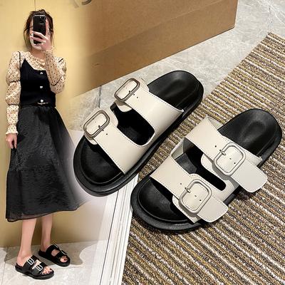 Fashion Thick-soled Fashionable Outdoor Sandals for Women In Spring, New Belt Buckle Casual Slip-on Lazy Flip Flops