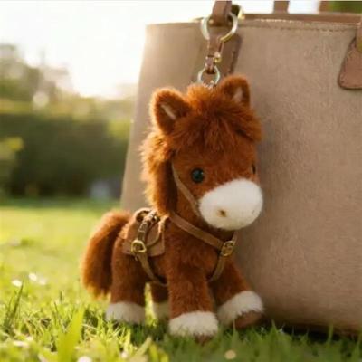 Popular Charm Pony Bag Keychain Cute Cartoon Doll Horse Decorative Pendant Soft Plush Foal Key Ring for Women's Handbag Student Schoolbag Car Ornament