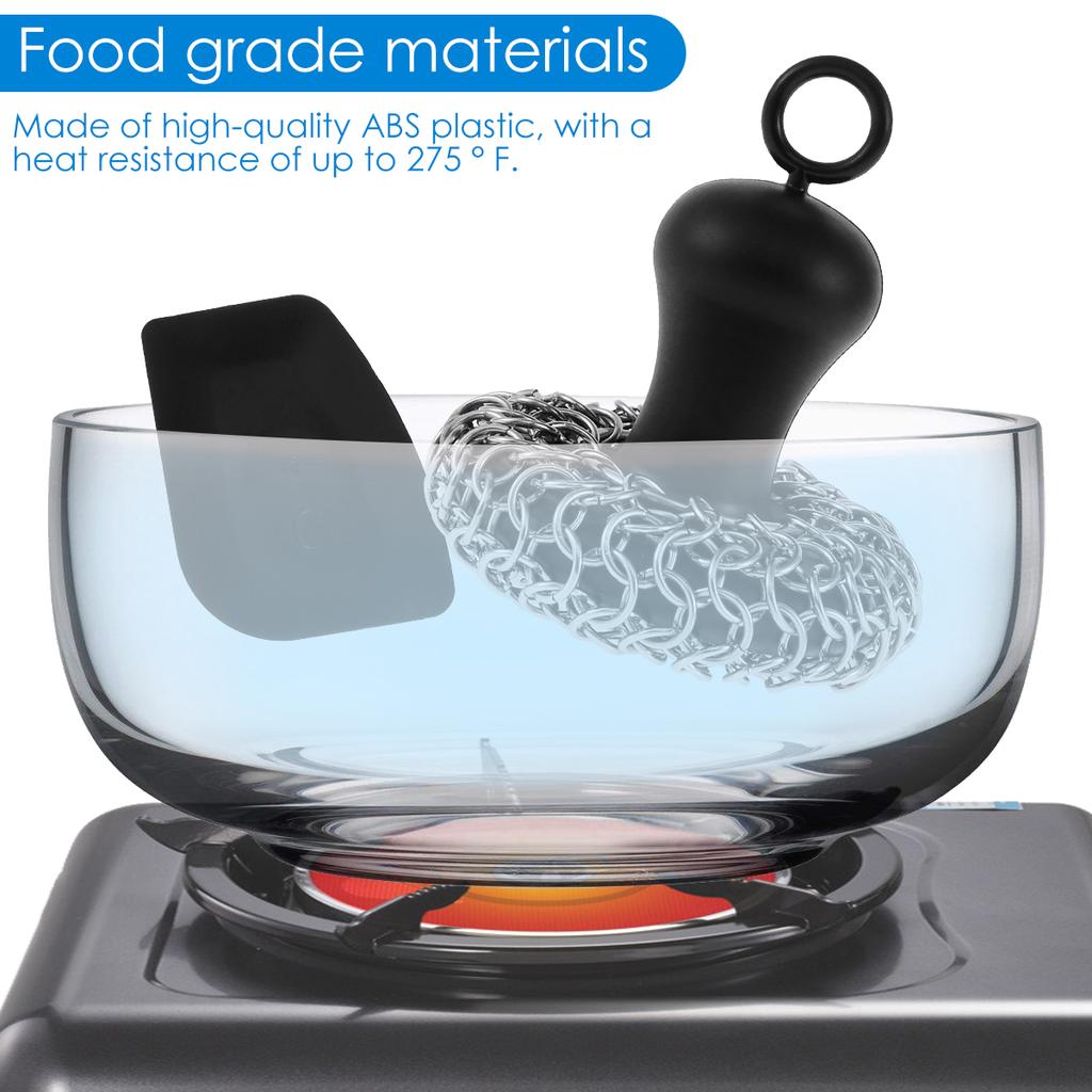 20Pcs Cast Iron Scrubber Food Grade Stainless Steel Chainmail Scrubber with Heat Resistant Pan Scraper Anti-Rust Brush